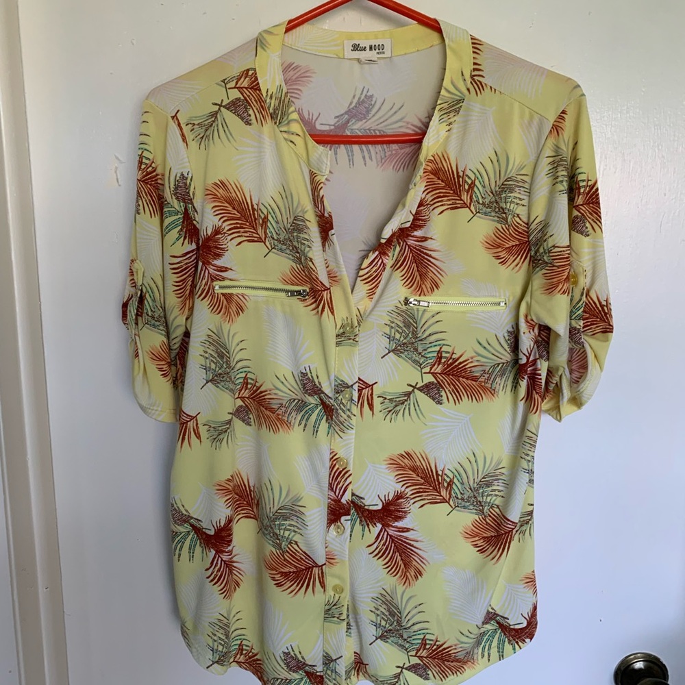 Petite XL Blue Moon Fall leaf Print Blouse